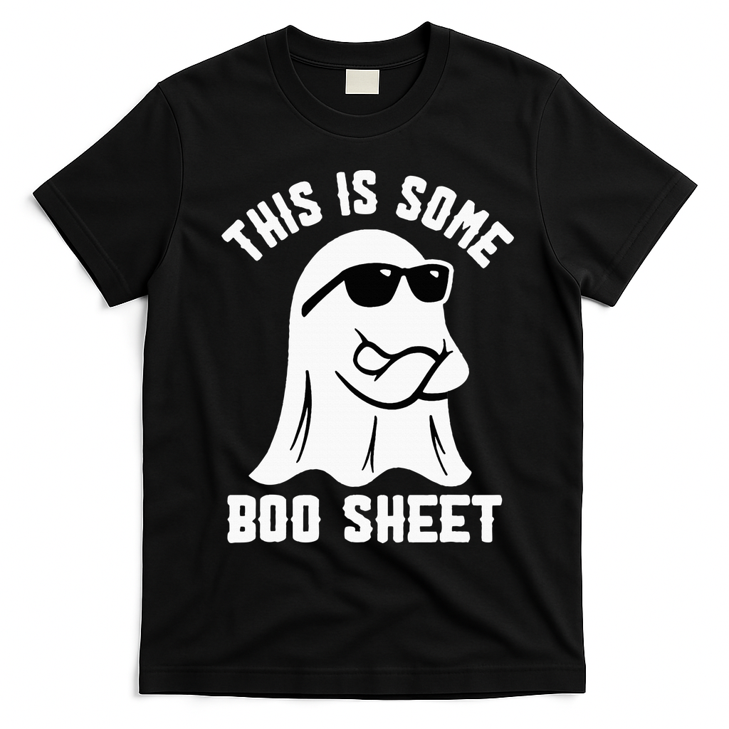 This Is Some Boo Sheet Ghost Retro Halloween Costume T-Shirt - Black