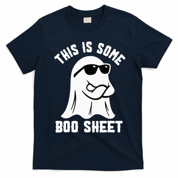 This Is Some Boo Sheet Ghost Retro Halloween Costume T-Shirt - Navy Blue