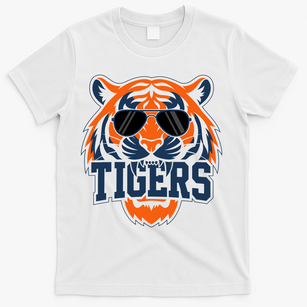 Tigers Inspirational Sports Fan Athletic Name T-Shirt - White
