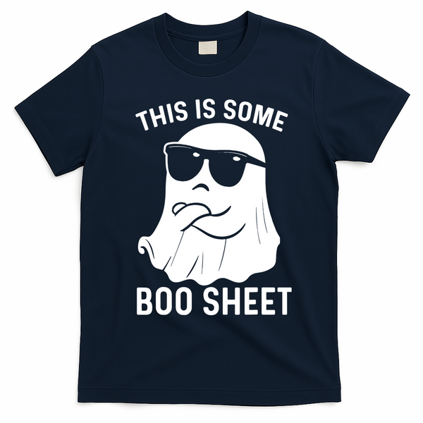 This Is Some Boo Sheet Ghost Halloween Costume T-Shirt - Navy Blue