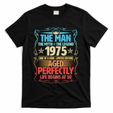 The Man Myth Legend 1975 Aged Perfectly 50th Birthday T-Shirt - Black