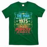 The Man Myth Legend 1975 Aged Perfectly 50th Birthday T-Shirt - Green