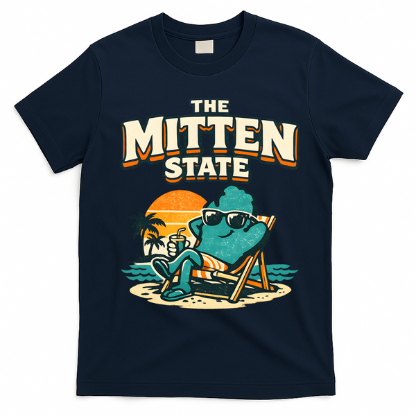 The Mitten State Funny Chillin T-Shirt - Navy Blue