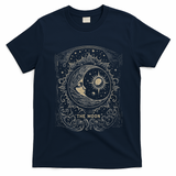 The Moon Tarot Card Goth Emo Occult Graphic Women T-Shirt - Navy Blue