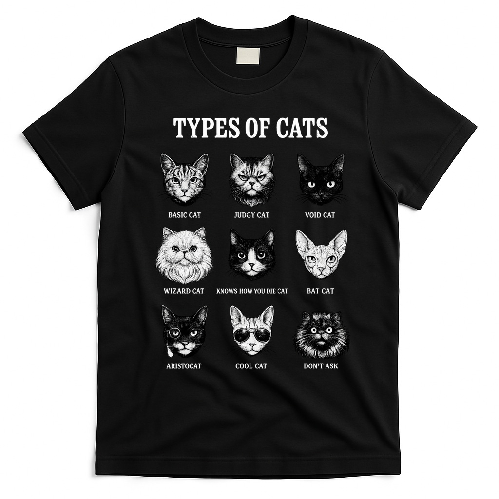 Types Of Cats T-Shirt - Black