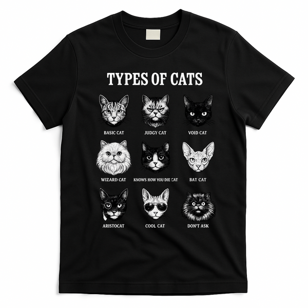 Types Of Cats T-Shirt - Black