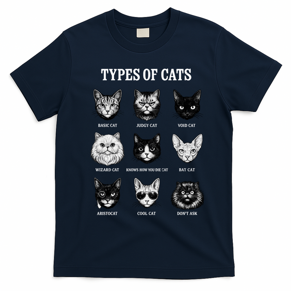 Types Of Cats T-Shirt - Navy Blue