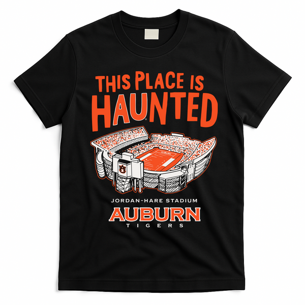 This Place Is Haunted Jordan Hare Stadium Football Team Lover T-Shirt - Black