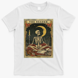 The Reader – Skeleton Tarot Card Funny Mystic T-Shirt - White