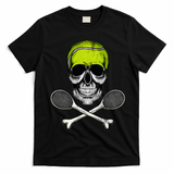Tennis Skull Halloween Spooky Tennis Halloween T-Shirt - Black