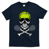 Tennis Skull Halloween Spooky Tennis Halloween T-Shirt - Navy Blue