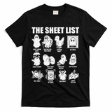 The Sheet List Halloween Funny Boo Sheet Ghost Halloween T-Shirt - Black
