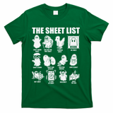 The Sheet List Halloween Funny Boo Sheet Ghost Halloween T-Shirt - Green