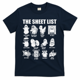 The Sheet List Halloween Funny Boo Sheet Ghost Halloween T-Shirt - Navy