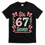 Trendy Six Seven 67 Meme 6-7 Cute Funny T-Shirt - Black