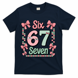Trendy Six Seven 67 Meme 6-7 Cute Funny T-Shirt - Navy