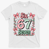 Trendy Six Seven 67 Meme 6-7 Cute Funny T-Shirt - White