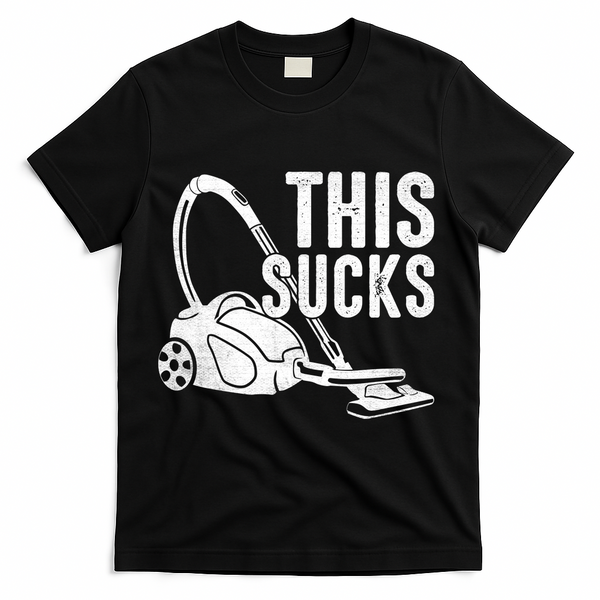 This Sucks Vacuum Funny Vacuuming Meme T-Shirt - Black