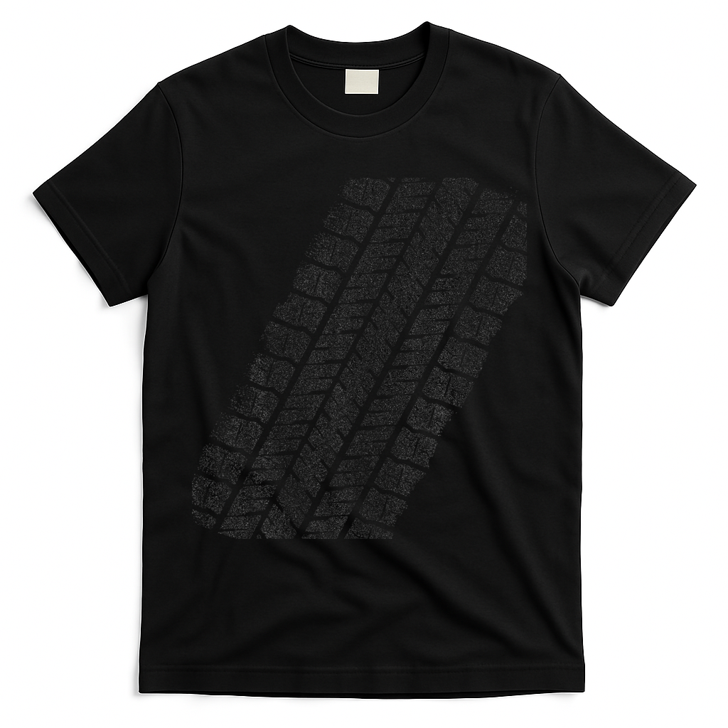 Tire Track Funny Halloween T-Shirt - Black