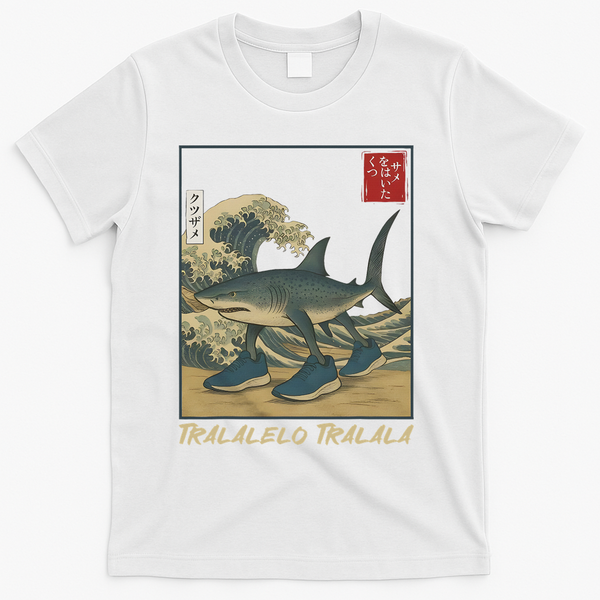 Tralalero Tralala Funny Shark Meme Italian Brainrot Japanese T-Shirt - White