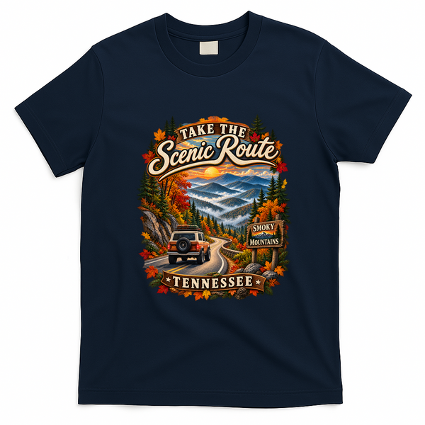 Take The Scenic Route – Smoky Mountains Tennessee T-Shirt - Navy Blue