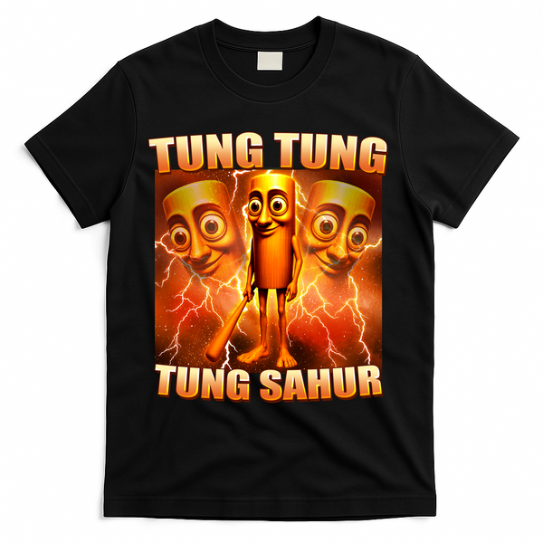 Tung Tung Tung Sahur Meme T-Shirt - Black