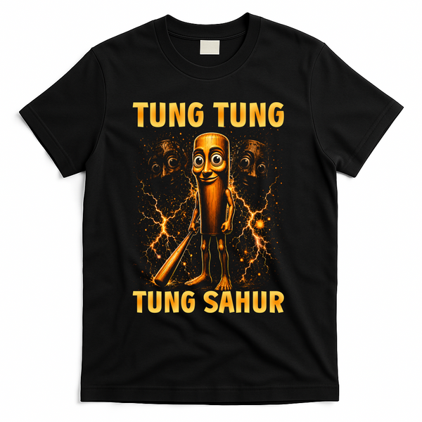 Tung Tung Tung Sahur Is Calling Italian Brainrot T-Shirt - Black