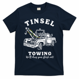 Tinsel Towing We'll Drag The Sleigh Out T-Shirt - Navy Blue