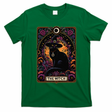The Witch Cat Tarot Card Halloween Vintage Gothic T-Shirt - Irish Green