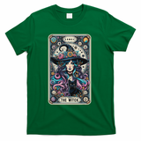 The Witch Cat Tarot Card Witch Vintage Gothic Halloween T-Shirt - Green