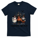 Tonight We Fly Funny Chicken Halloween Spooky Season T-Shirt - Navy Blue
