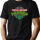 Turtley Awesome Father Awesome Fathers Day Black T-Shirt - Green
