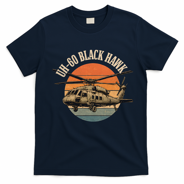 UH-60 Black Hawk Vintage Helicopter T-Shirt - Navy Blue