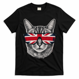 UK Cat Union Jack Flag United Kingdom Kitten England T-Shirt - Black