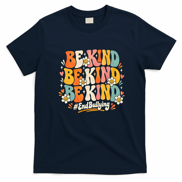Unity Day Orange Anti Bullying Be Kind Kindness Groovy T-Shirt - Navy Blue