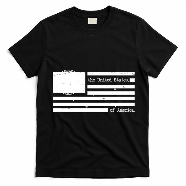 USA Flag Redacted Sarcastic United States Of America T-Shirt - Black