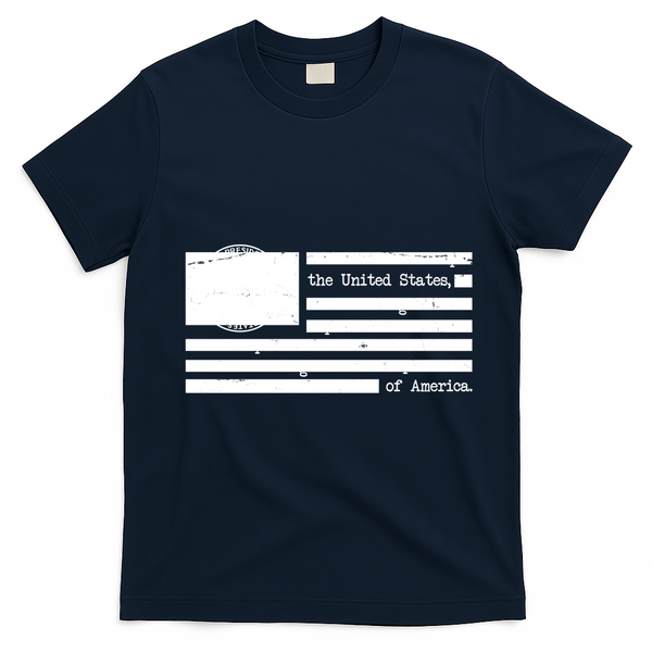 USA Flag Redacted Sarcastic United States Of America T-Shirt - Navy Blue