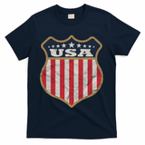 USA Vintage White Cool USA Flag Vintage T-Shirt - Navy