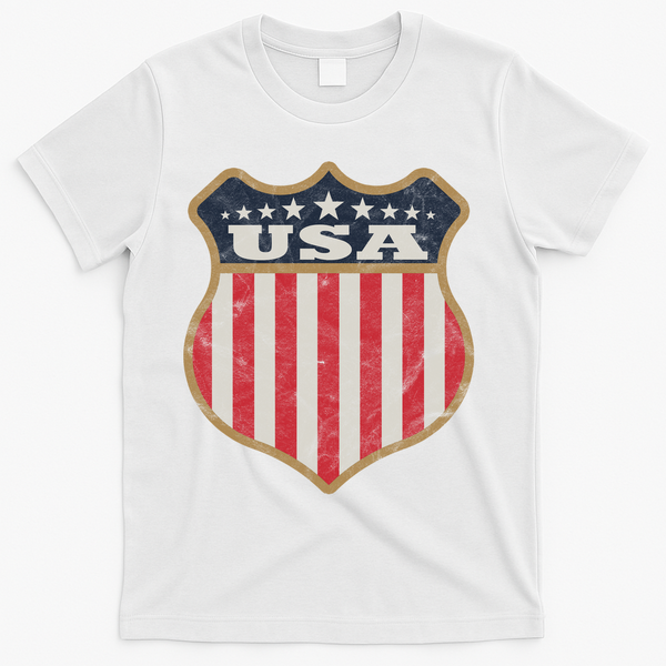 USA Vintage White Cool USA Flag Vintage T-Shirt - White