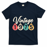 Vintage 1975 50th Birthday Retro Teardrop Design T-Shirt - Navy