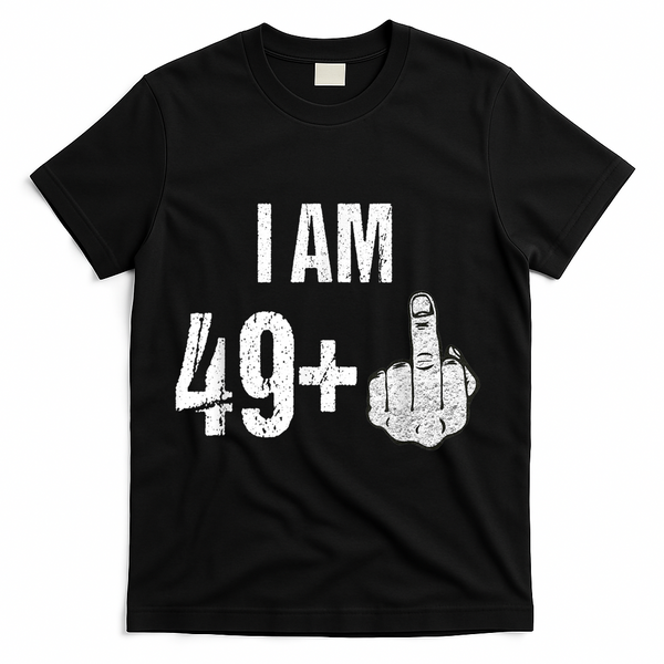 Vintage 1969 50th Birthday Shirt I Am 49 Plus Middle Finger T-Shirt - Black