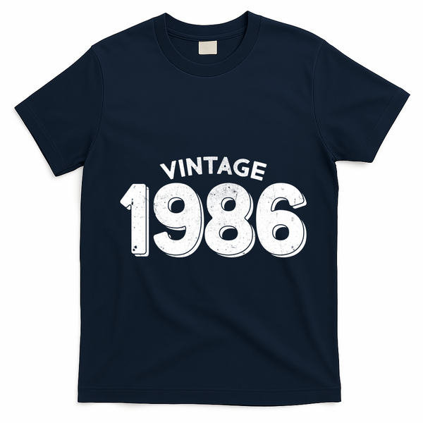 Vintage 1986 Celebrate 40th Birthday T-Shirt - Navy Blue