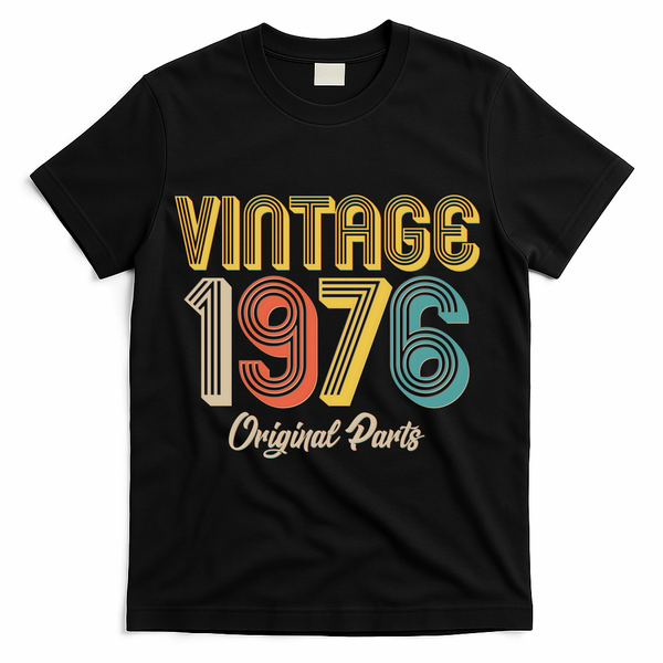 Vintage 1976 Original Parts Retro 50th Birthday  T-Shirt - Black