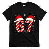 Viral 67 Candy Canes Santa 6-7 Christmas Funny T-Shirt - Black
