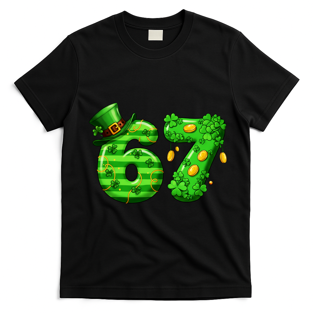 Viral 67 St Patrick's Day 6-7 Meme Irish T-Shirt - Black