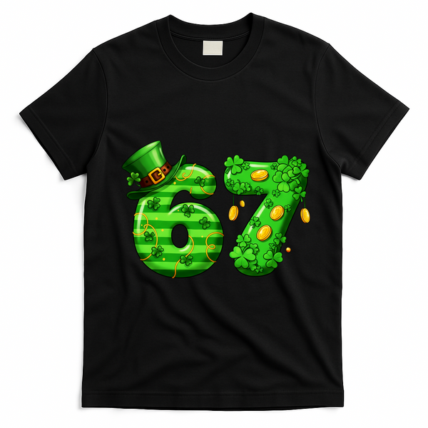Viral 67 St Patrick's Day 6-7 Meme Irish T-Shirt - Black
