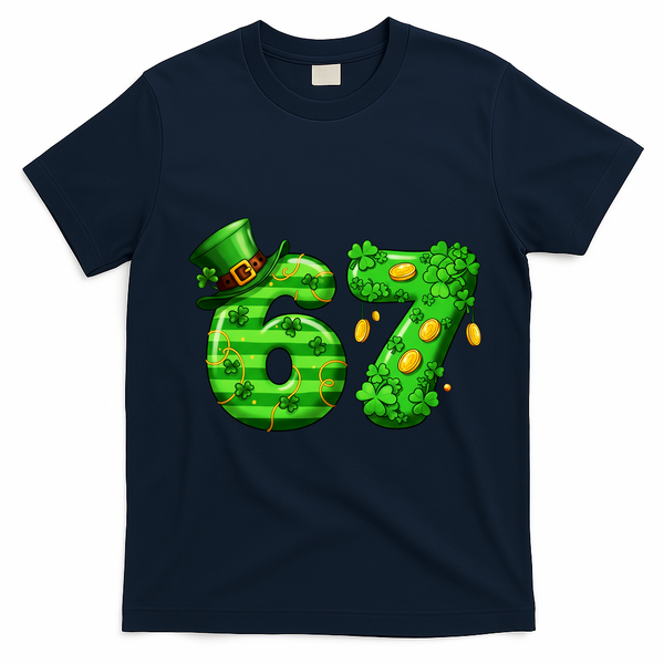 Viral 67 St Patrick's Day 6-7 Meme Irish T-Shirt - Navy Blue