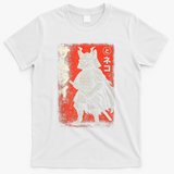 Vintage Anime Cat Samurai Japanese Funny Graphic Tees Cat  T-Shirt - White