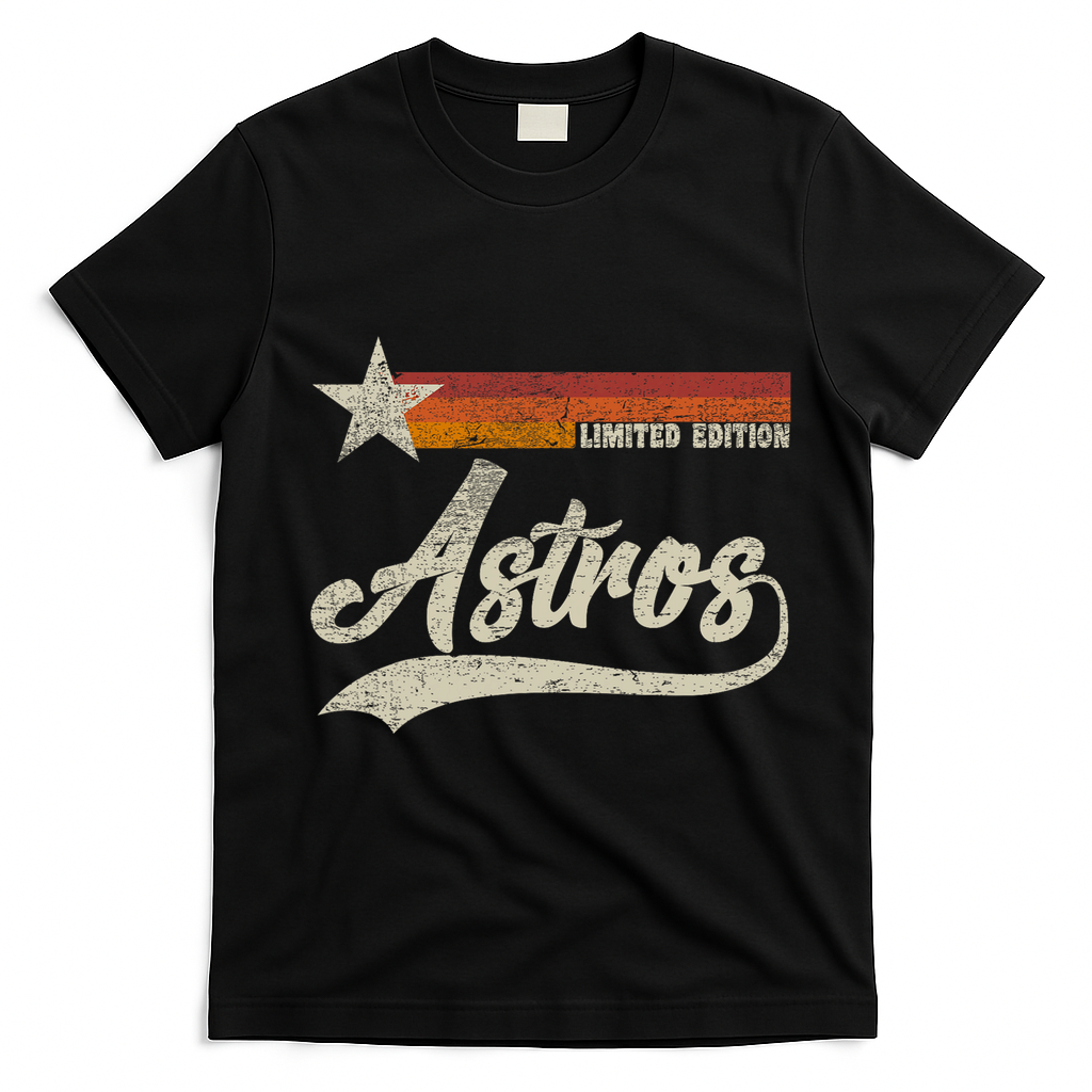Vintage Astros Retro Style Limited Edition Star T-Shirt - Black
