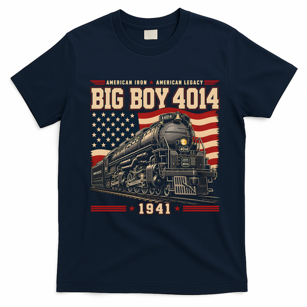 Vintage Big Boy 4014 Steam Locomotive American Pride T-Shirt - Navy Blue